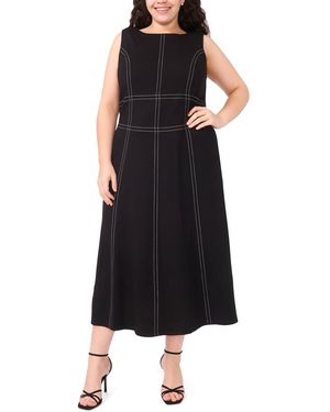 Msk Plus Size Sleeveless Seamed Midi Dress - Black