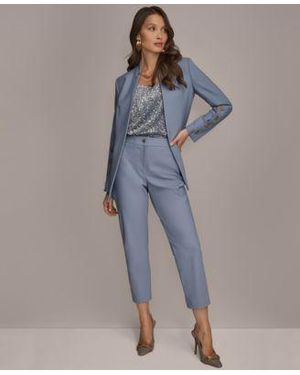 Donna Karan Button Sleeve Blazer Slim Ankle Pants Sequin Camisole - Blue