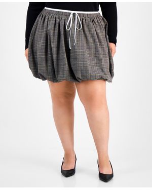BarIII Trendy Plus Size Bubble Mini Skort - Black