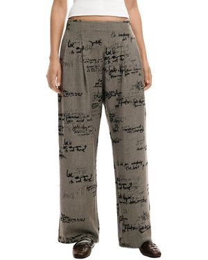 Desigual Plaid Lettering Pants - Gray