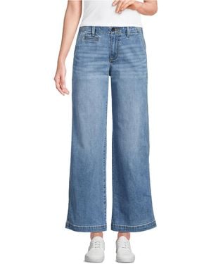 Lands' End Mid Rise Denim Wide Leg Ankle Jeans - Blue
