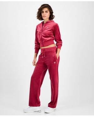 Guess Couture Straight-leg Velour Pants - Red