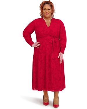 Kasper Soft V-neck Tiered Midi Dress