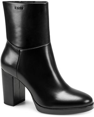 DKNY Denisa Heeled Zipper Booties - Black