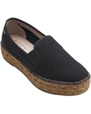 VISCATA Castell Canvas Espadrille Platforms - Black