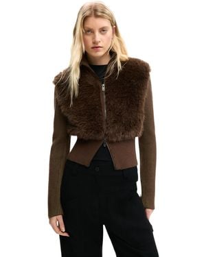 Desigual Knit Sweater With Fur - Black