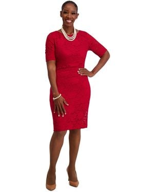 Kasper Lace-sleeve Sheath Dress - Red