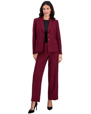 Le Suit Wide Leg Notched-collar Jacket And Pants - Red