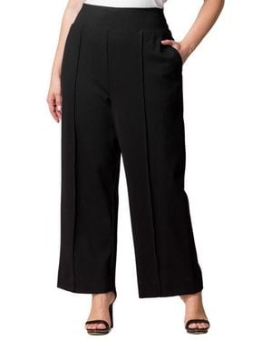 Kiyonna Plus Size Polished Ponte Wide Leg Pants - Black