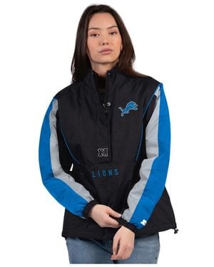 Starter Black/blue Detroit Lions Thursday Night Gridiron Half-zip Jacket