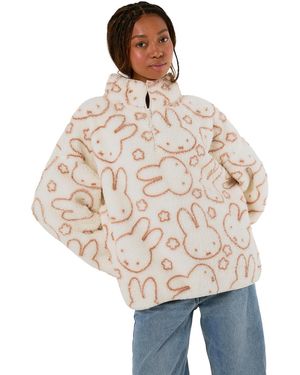 Skinnydip London Miffy X Skinnydip Flower Quarter-zip Fleece Jacket - Natural