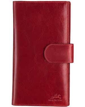 Mancini Casablanca Collection Classic Passport Holder And Travel Organizer - Red