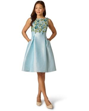 Adrianna Papell Boat-neck Ruffle-waist Sheath Dress in Pink | Lyst