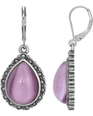 2028 Glass Silver-tone Teardrop Earrings - Purple