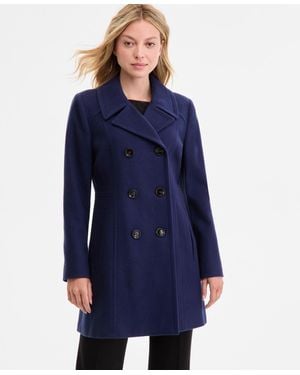Anne Klein Double-breasted Peacoat - Blue