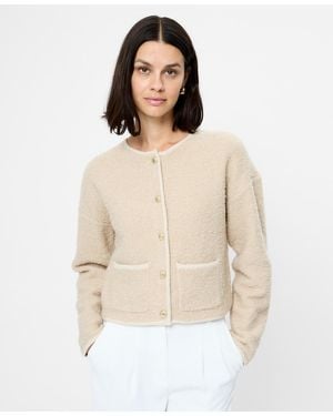 French Connection Effie Boucle Round Neck Cardigan - Natural