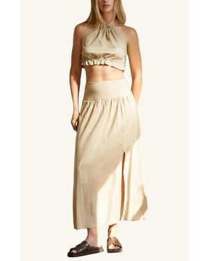 Crescent Halter Skirt Set - Natural