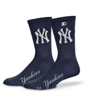 Starter And New York Yankees Satin Crew Socks - Blue