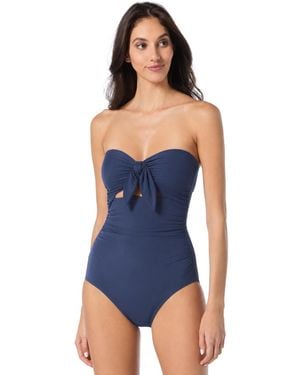 Kate Spade Tie Front Bandeau Cutout One-piece Swimsuit - Blue