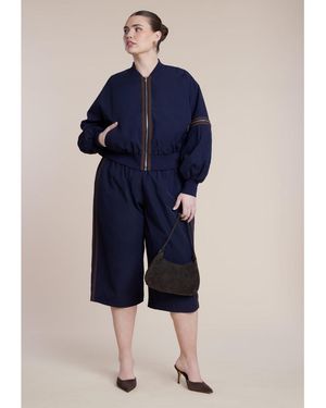 Eloquii Plus Size Nylon Side Stripe Culotte - Blue