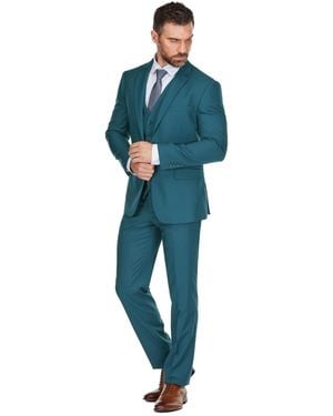 Braveman 3-piece Premium Vested 3-piece Slim Fit Suit - Blue