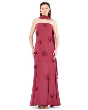 Amiri Floral Applique Strapless Mermaid Gown - Red