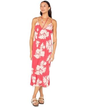 Roxy Sunshine Crush V-neck Midi Dress - Red