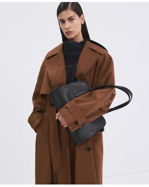 Mango Long Double-breasted Trench Coat - Brown