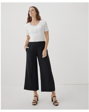 Pact Organic Cotton Coastal Double Gauze Wide Leg Pant - Blue