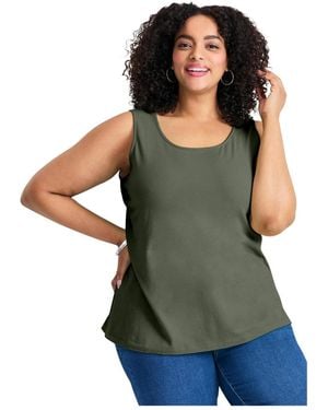 Avenue Plus Size Basic Layering Tank - Green