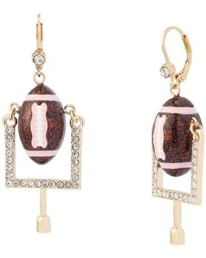 Betsey Johnson Faux Stone Betsey Ball Football Field Goal Drop Earrings - Metallic