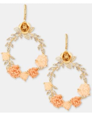 Lonna & Lilly Pave Flower Open Drop Earrings - Metallic