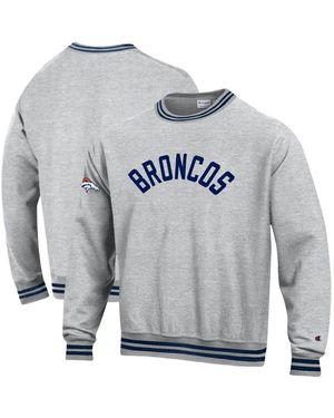 Champion Gray/navy Denver Broncos Reverse Weave Yarn Dye Sweatshirt