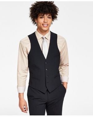 BarIII Slim-fit Wool Suit Vest - Black