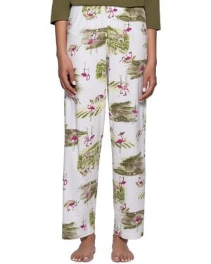 Hue Vineyard Flamingos Relaxed-fit Flamingo-print Cotton-blend Pajama Pants - Multicolor