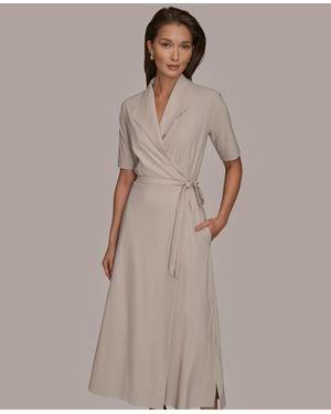 Donna Karan Weekend Elbow-sleeve Collared Polo Dress - Brown
