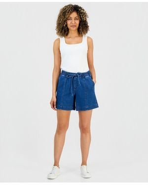 Style & Co. Petite Pull-on High-rise Denim Shorts - Blue