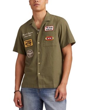 Lucky Brand Short Sleeve Jeep Patch Embroidered Button-front Shirt - Green