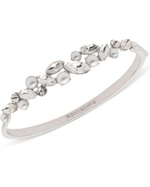 Givenchy Silver-tone Crystal & Imitation Pearl Bangle Bracelet - White