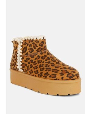 LONDON RAG Rochas Scalloped Detail Snow Boots - Natural