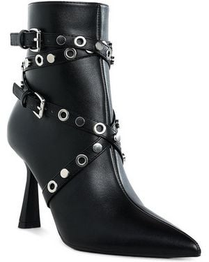 LONDON RAG Jacinta Slim Flared Heel Strappy Boots - Black