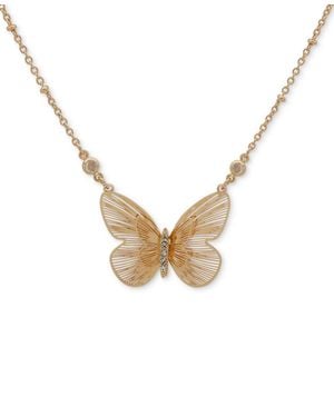 Lonna & Lilly Gold-tone Pave Butterfly Pendant Necklace - Metallic