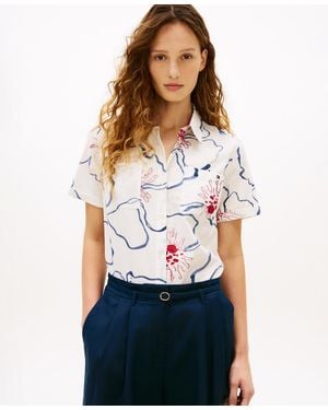 Tommy Hilfiger Printed Linen Short-sleeve Relaxed Shirt - White