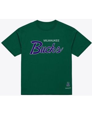 Mitchell & Ness Milwaukee Bucks Vintage Wordmark T-shirt - Green