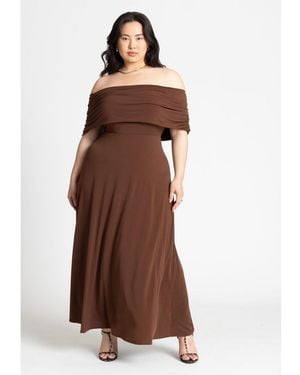 Eloquii Plus Size Off The Shoulder Maxi Dress - Brown