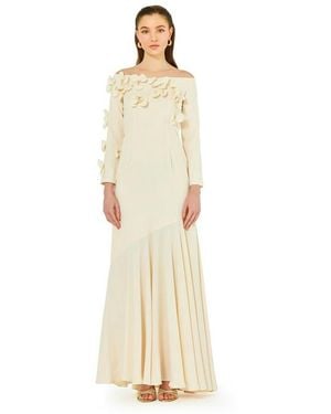 Amiri Off-the-shoulder Floral Embellished Flary Gown - White