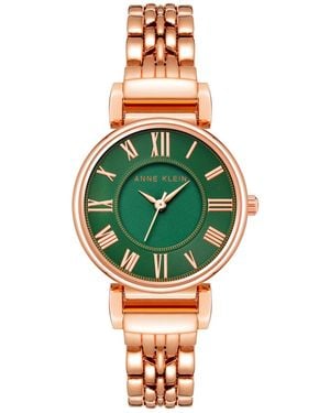 Anne Klein Rose Gold-tone Bracelet Watch 30mm - Green
