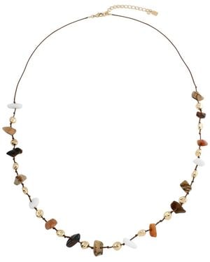 Robert Lee Morris Colored Chip Stone Long Station Necklace - Metallic