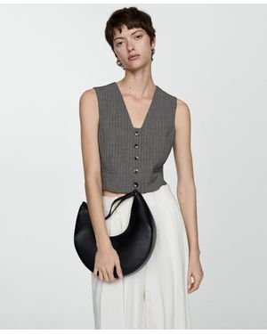 Mango Pinstriped Suit Vest - White