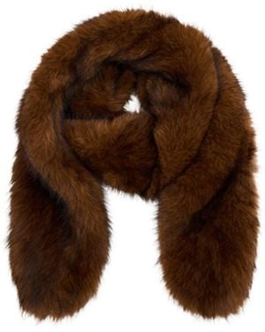 Mango Selection Plush Faux-fur Scarf - Brown